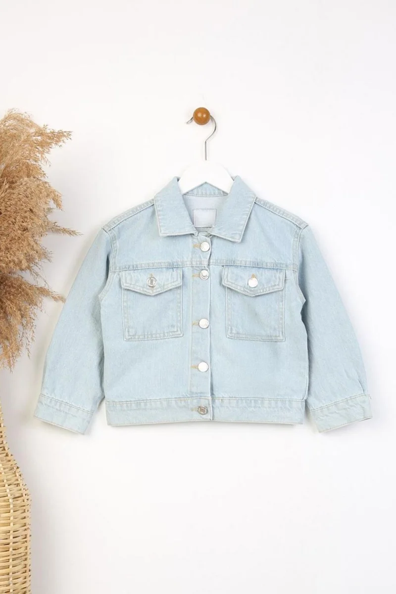 Miniğimin Cicileri My Little Ones (3-9 Years Old) Mnn Ms Printed Girl's Denim Jacket - Ice Blue