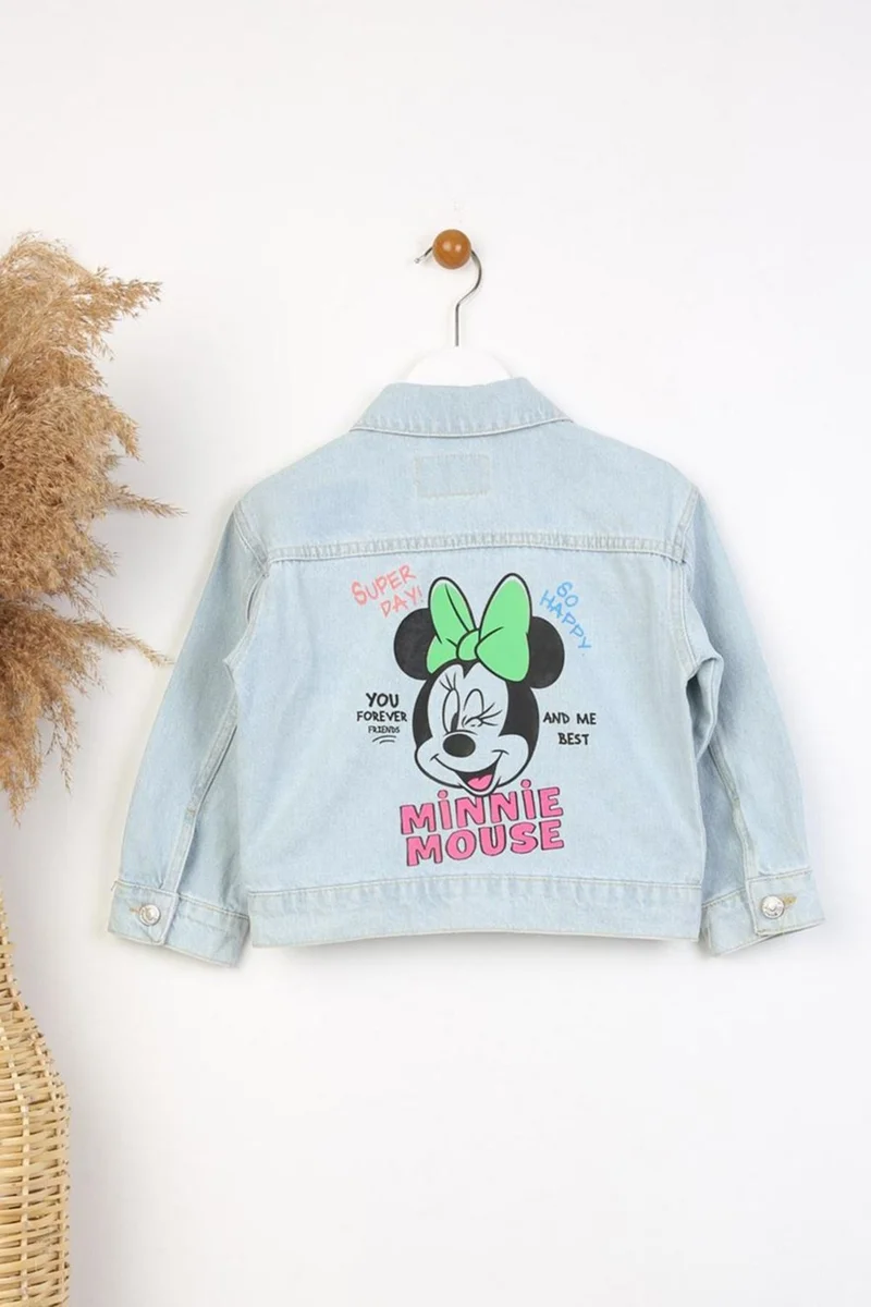 Miniğimin Cicileri My Little Ones (3-9 Years Old) Mnn Ms Printed Girl's Denim Jacket - Ice Blue