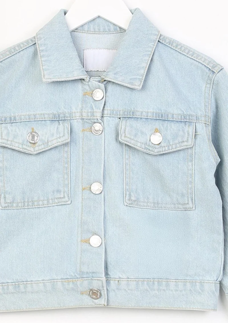 Miniğimin Cicileri My Little Ones (3-9 Years Old) Mnn Ms Printed Girl's Denim Jacket - Ice Blue