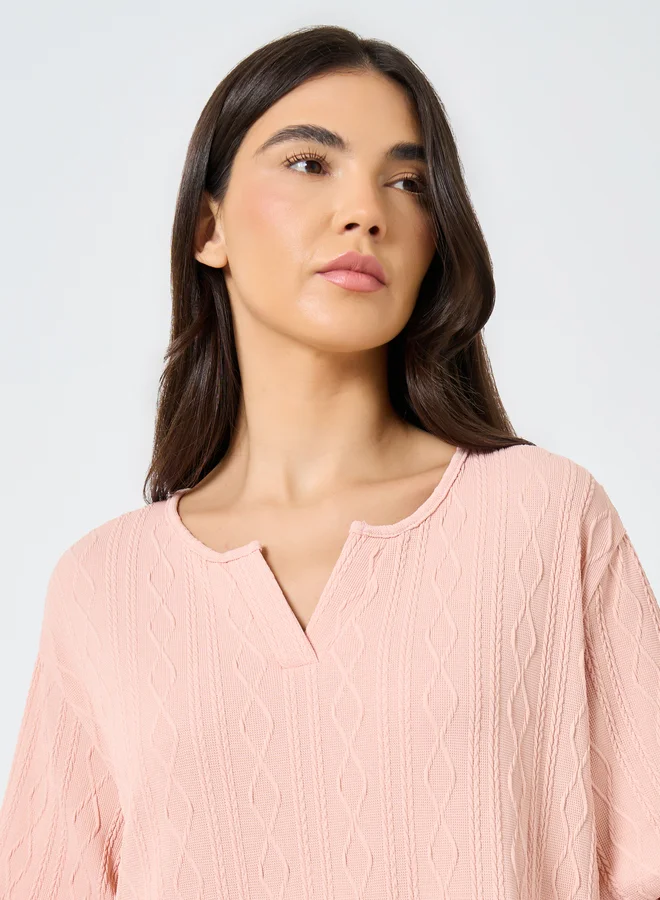 Take Two Take Two Ruffle Hem Detail Textured Nightdress