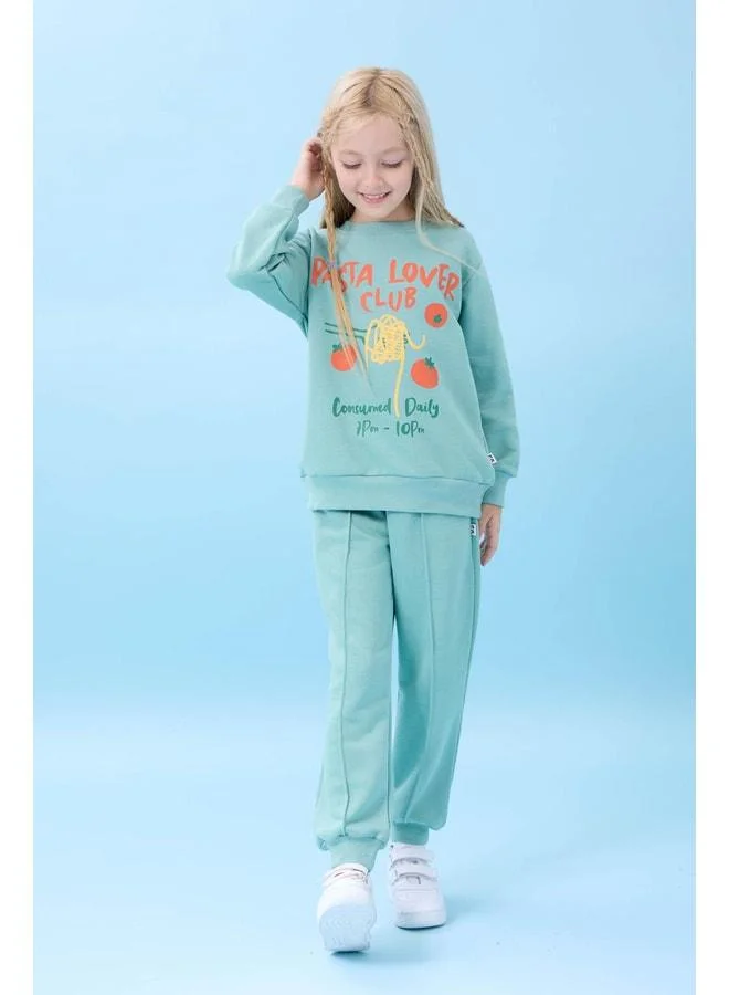 Perendi Girl's Cake-Printed Seasonal Top and Bottom Set – Çağla.