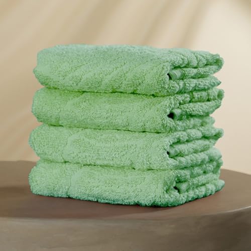 MUSA Banana Face Towels | 400 GSM | Terry Face Towel Set of 4 with Free Bag | Super Soft & Ultra Absorbent Towels for Facewash | Face Towel for Women, Men (Ming Green) - Image 1