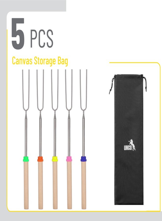 UNCO - Extendable Stainless Steel Roasting Sticks, 5 Pack, 32" - For S'mores, Hot Dogs, Campfires and Fire Pits - Image 2