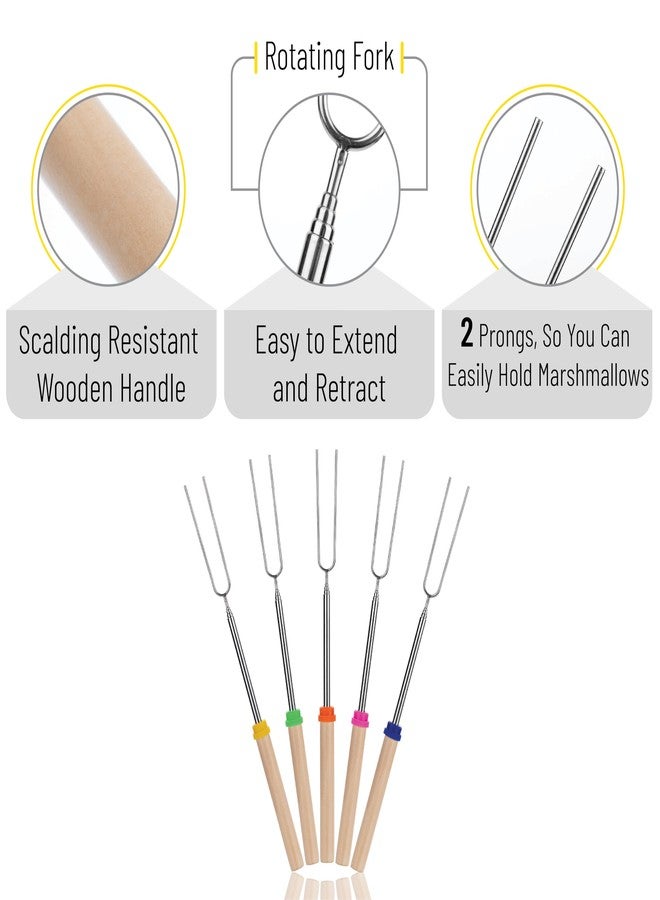 UNCO - Extendable Stainless Steel Roasting Sticks, 5 Pack, 32" - For S'mores, Hot Dogs, Campfires and Fire Pits - Image 4