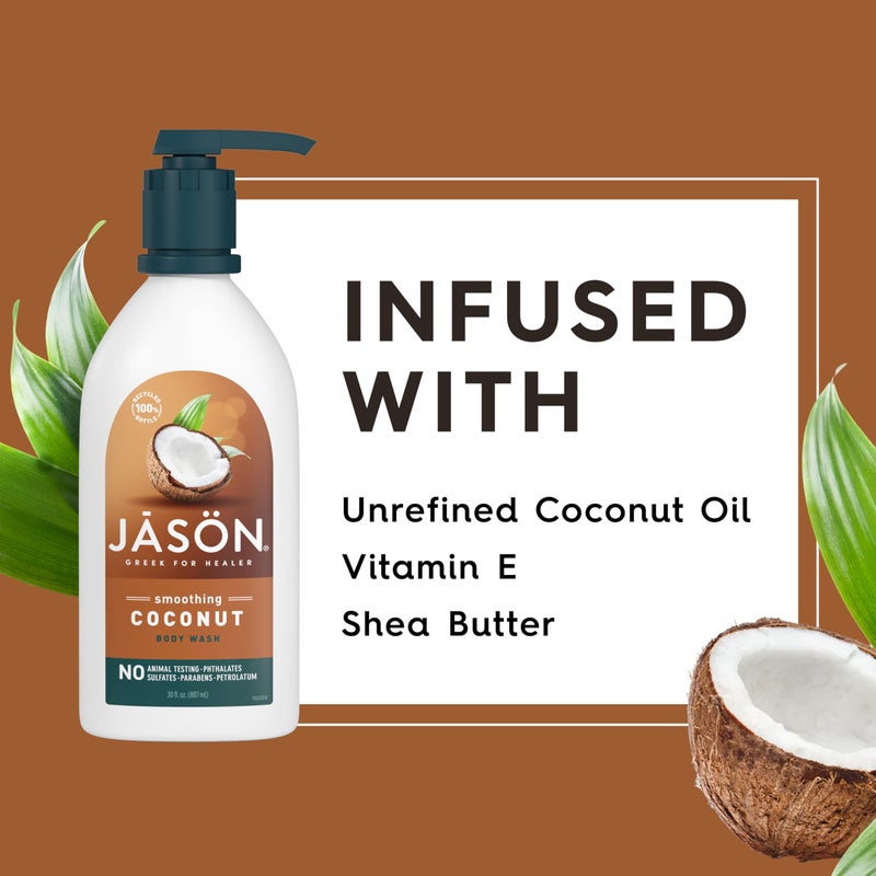 JASON Coconut Smoothing Body Wash, For a Gentle Feeling Clean, 30 Fluid Ounces - Image 4