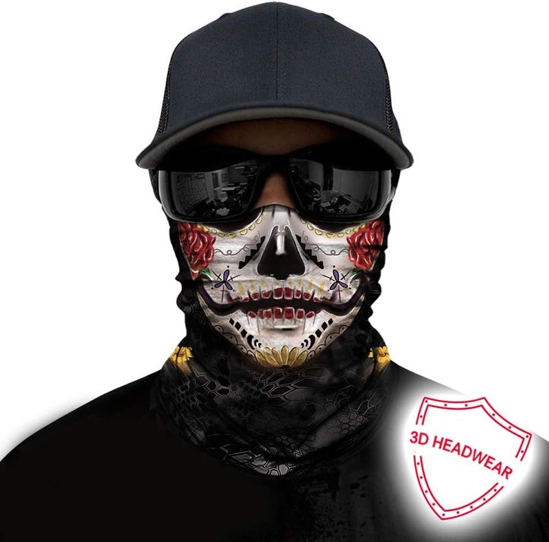 Obacle Skull Face Mask for Women Dust Wind Sun Protection Rave Festival Riding - Image 2