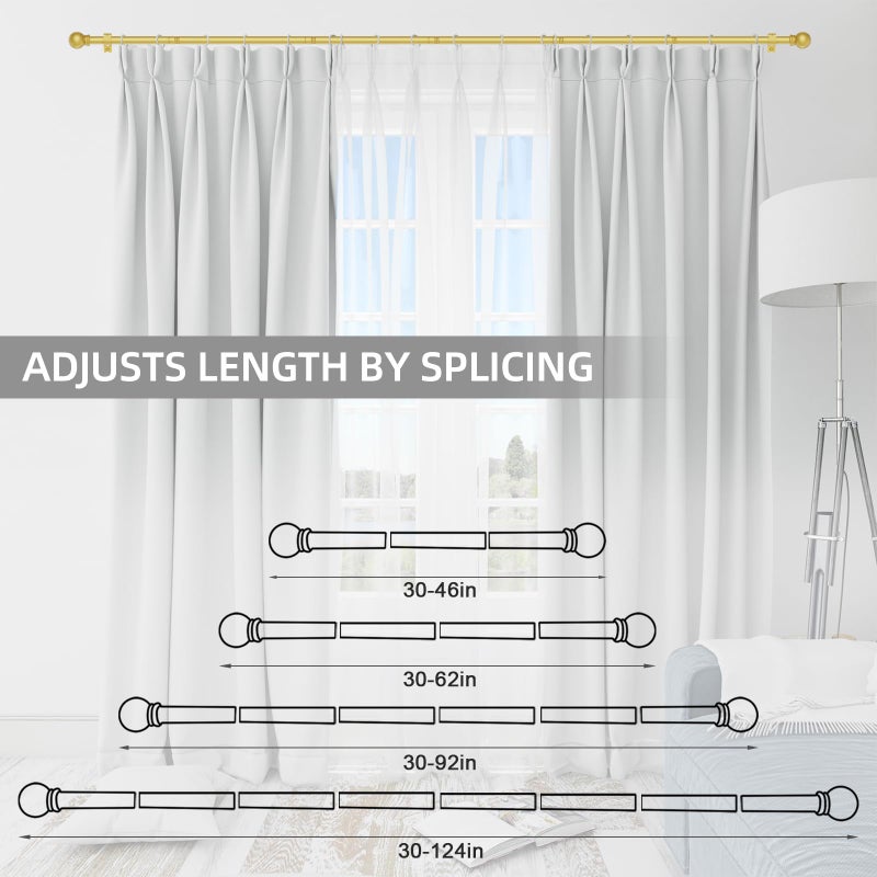 Thestoa Gold Curtain Rods for Windows 48 to 84-92 Inch, Stainless Steel Long Curtain Rods for Bedroom, Living Room, Kitchen, Farmhouse, Outdoor - Image 5
