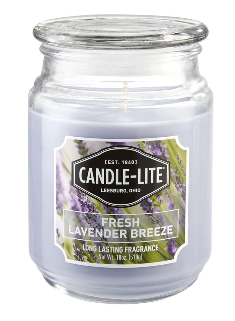 Candle-lite Scented Candles, Fresh Lavender Breeze Fragrance, One 18 oz. Single-Wick Aromatherapy Candle with 110 Hours of Burn Time, Light Lavender Candle - Image 1
