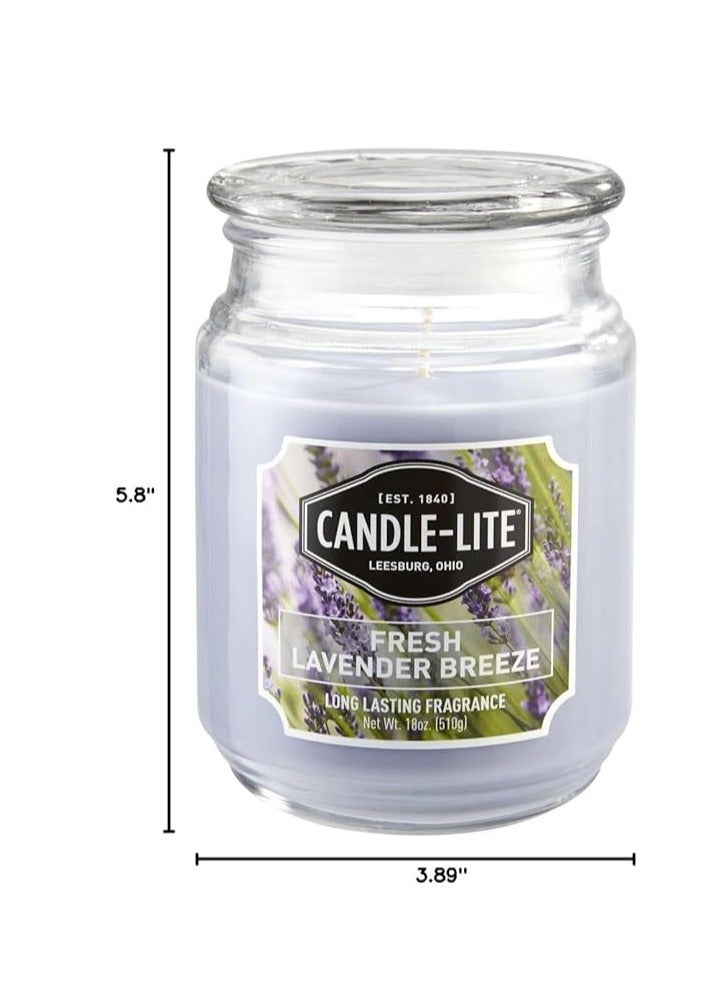 Candle-lite Scented Candles, Fresh Lavender Breeze Fragrance, One 18 oz. Single-Wick Aromatherapy Candle with 110 Hours of Burn Time, Light Lavender Candle - Image 2