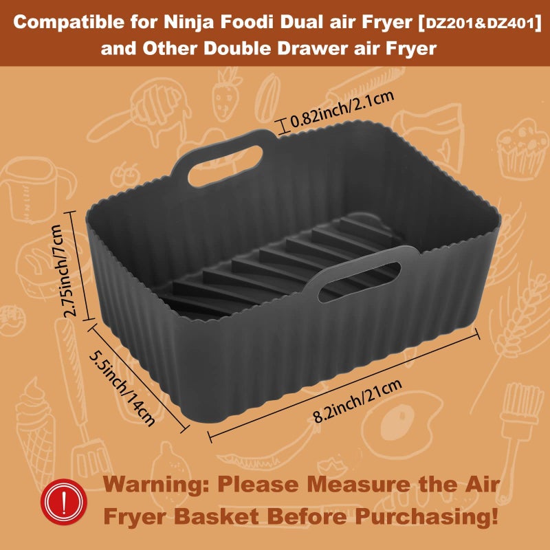 CEGOUT 2Pcs Air Fryer Silicone Liners For Ninja Dual Air Fryer Non-Stick Air Fryer Basket Accessories For Ninja Dz201/ Dz401 8-10 Qt Reusable Silicone Air Fryer Liners For Ninja Foodi - Image 2