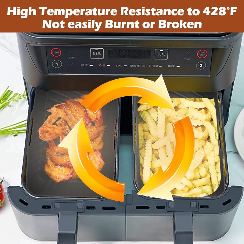 CEGOUT 2Pcs Air Fryer Silicone Liners For Ninja Dual Air Fryer Non-Stick Air Fryer Basket Accessories For Ninja Dz201/ Dz401 8-10 Qt Reusable Silicone Air Fryer Liners For Ninja Foodi - Image 5