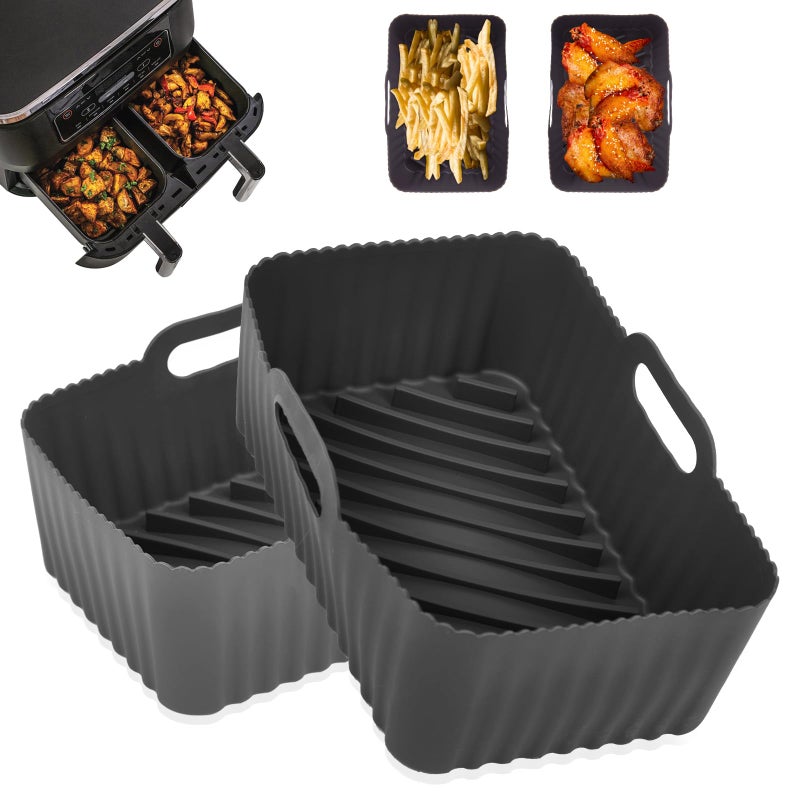 CEGOUT 2Pcs Air Fryer Silicone Liners For Ninja Dual Air Fryer Non-Stick Air Fryer Basket Accessories For Ninja Dz201/ Dz401 8-10 Qt Reusable Silicone Air Fryer Liners For Ninja Foodi - Image 1