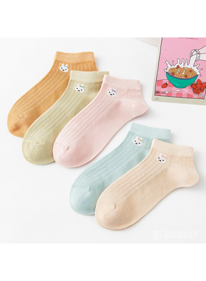 Bumblebee Summer 5-pack Girls' Ankle Cotton Socks Cartoon Student Basic Fresh Style - Image 4
