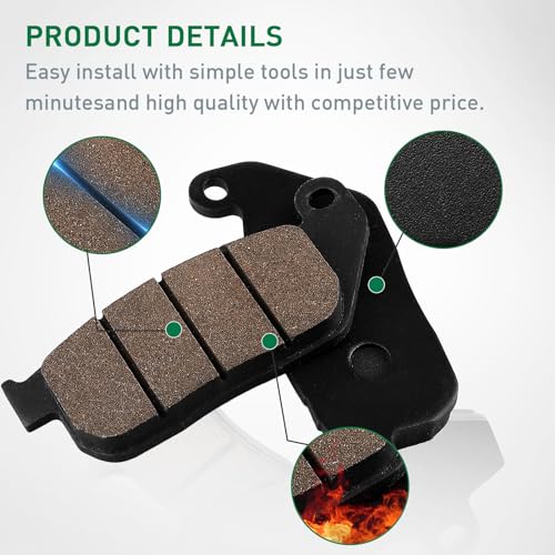 Cyleto Front and Rear Brake Pads for HARLEY DAVIDSON Sportster 1200 XL1200C Custom 2004-2013 /Sportster 883 SuperLow Custom/ XL1200L Sportster Low 2007 2008 2009 2010 2011 - Image 5