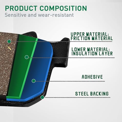 Cyleto Front and Rear Brake Pads for HARLEY DAVIDSON Sportster 1200 XL1200C Custom 2004-2013 /Sportster 883 SuperLow Custom/ XL1200L Sportster Low 2007 2008 2009 2010 2011 - Image 4