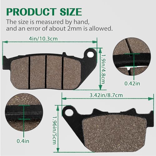 Cyleto Front and Rear Brake Pads for HARLEY DAVIDSON Sportster 1200 XL1200C Custom 2004-2013 /Sportster 883 SuperLow Custom/ XL1200L Sportster Low 2007 2008 2009 2010 2011 - Image 3
