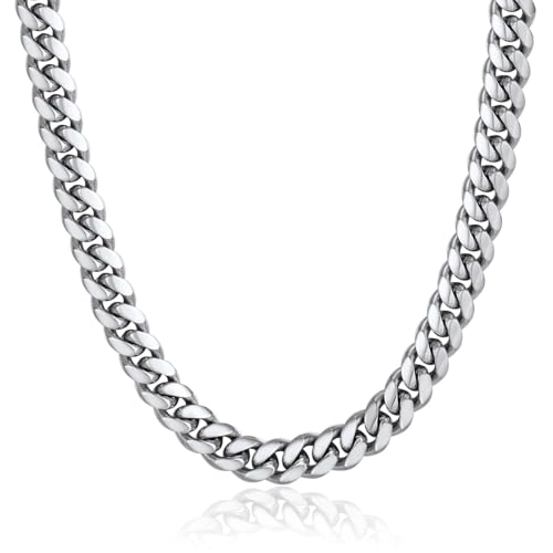 ChainsPro Men Jewelry Hiphop Cuban Chain Stainless Steel Necklace 26inch 10MM Silver Color Mens Gifts for Dad - Image 1