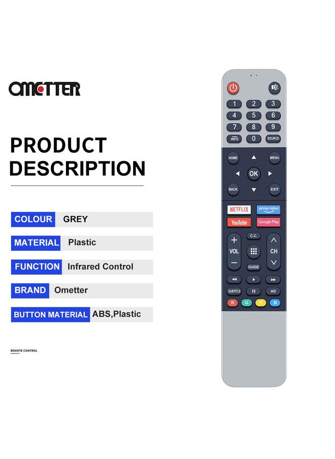 OMETTER - Remote Control for ALLVIEW 32ePlay6100H P/ Noblex Admiral Ken Brown Smart LED Tv Lcd-585 dm50x7550 for Coocaa 43S3G - Image 1