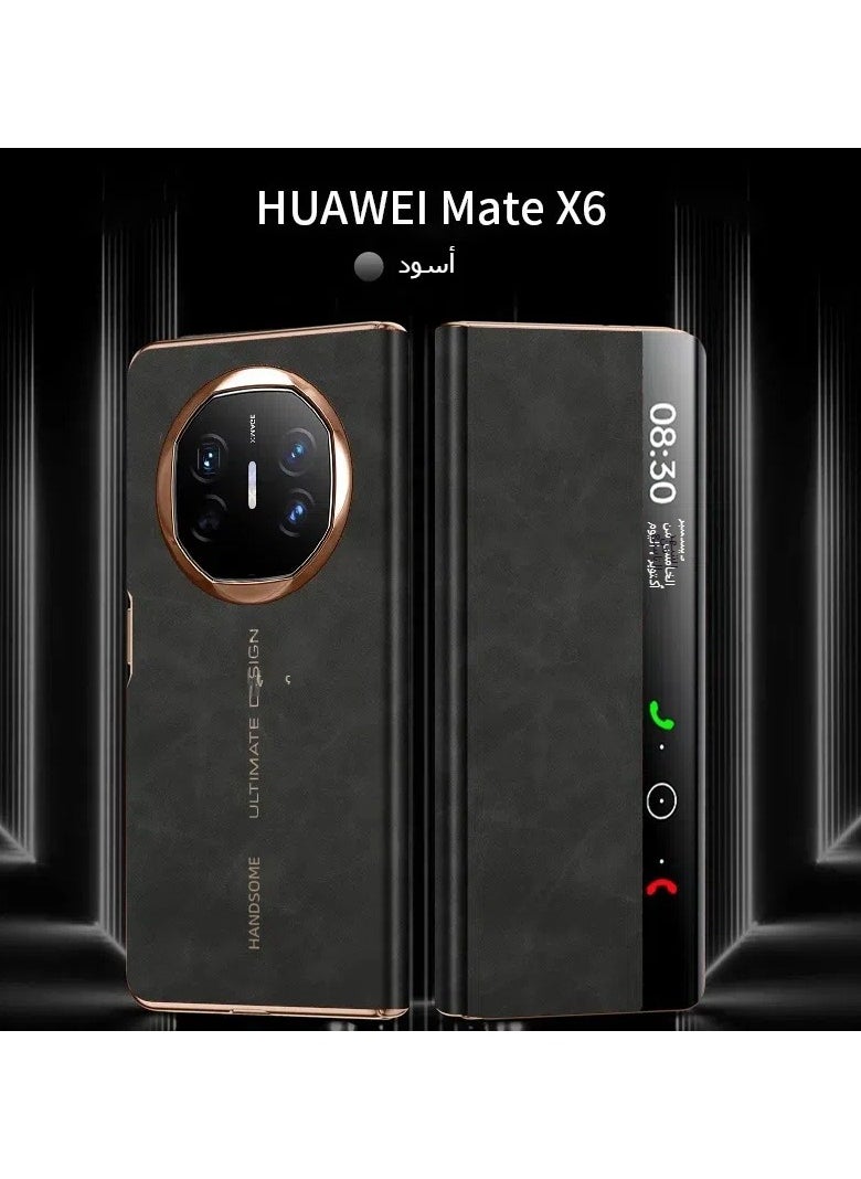 General - Compatible with Huawei Mate X6 2024 Case With Smart Window and Auto Sleep Wake Top Layer Leather Case Shockproof and Anti-drop Protective Cover - Image 1