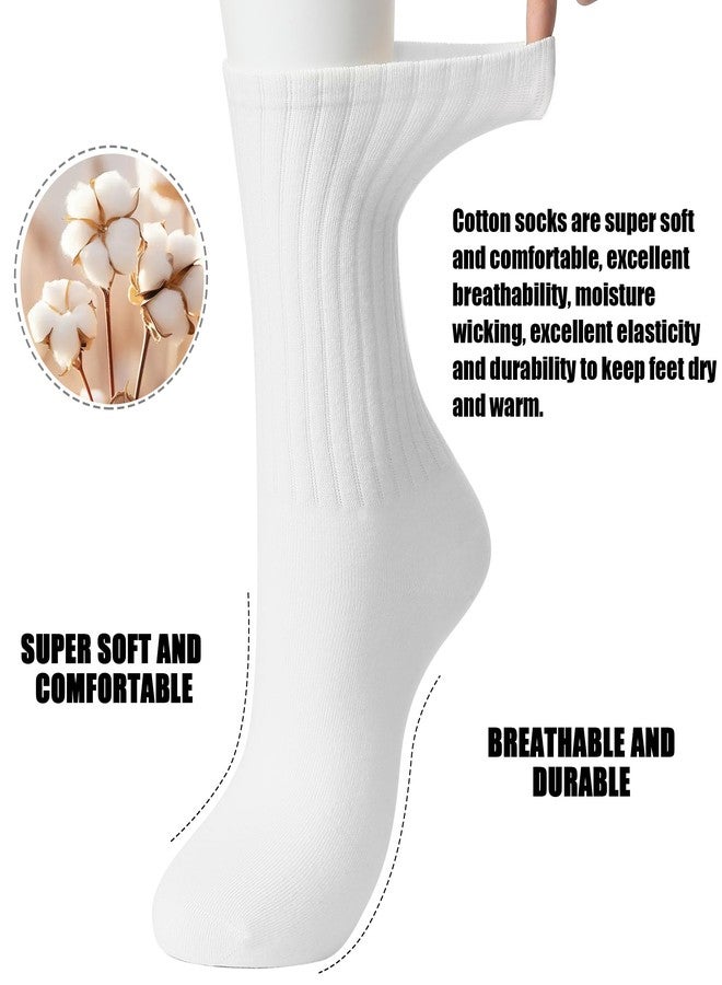 SHIZEN White Crew Socks for Women - 6 Pairs Pack, Quarter Thick Cotton, Thin Long Mid Calf Athletic Socks, Size 6-11 (S2054-6W) - Image 2