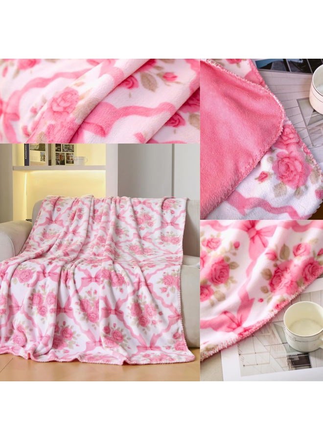 Luxape Bow Blanket Pink Bows Soft Throw Blanket Premium Printed Soft Fabric for Best Comfort - for Infant,Toddler,Newborn,Nursery,Girl,Throw,Crib,Stroller,Gift (Pink, 50x60in) - Image 5