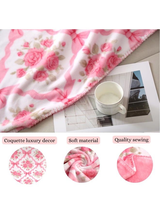Luxape Bow Blanket Pink Bows Soft Throw Blanket Premium Printed Soft Fabric for Best Comfort - for Infant,Toddler,Newborn,Nursery,Girl,Throw,Crib,Stroller,Gift (Pink, 50x60in) - Image 3