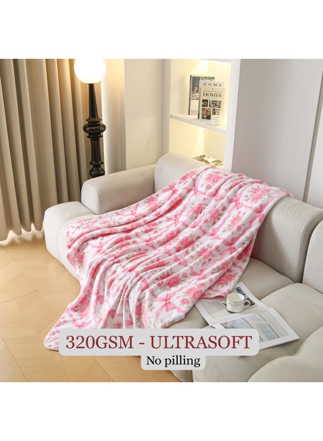 Luxape Bow Blanket Pink Bows Soft Throw Blanket Premium Printed Soft Fabric for Best Comfort - for Infant,Toddler,Newborn,Nursery,Girl,Throw,Crib,Stroller,Gift (Pink, 50x60in) - Image 4