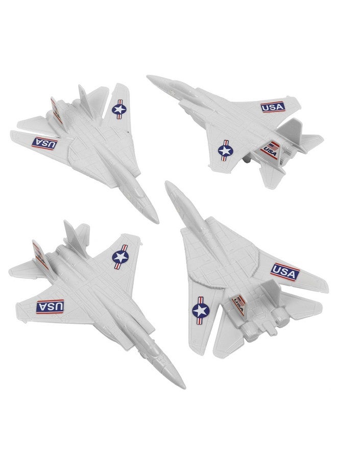 Tim Mee Toy TimMee Plastic Army Men Combat Fighter Jets - 4pc White Airplanes Made in USA - Image 1
