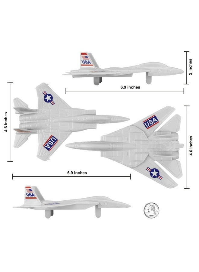Tim Mee Toy TimMee Plastic Army Men Combat Fighter Jets - 4pc White Airplanes Made in USA - Image 2