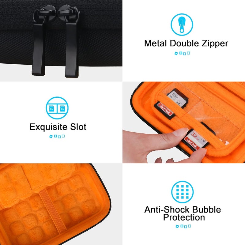 Lacdo Hard Carrying Case for SanDisk Extreme Pro/SanDisk Extreme Portable External SSD 500GB 1TB 2TB 4TB USB-C Solid State Drive EVA Shockproof Protective Storage Travel Bag, Black+Orange - Image 3