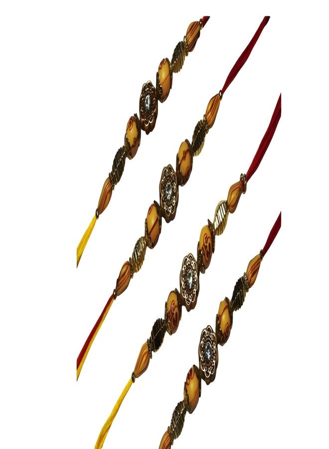 Premium Design Rakhi with Gift Hamper for Brother | Raksha Bandhan Special | Premium Rakhi with Roli Chawal Set of 4 - Image 1