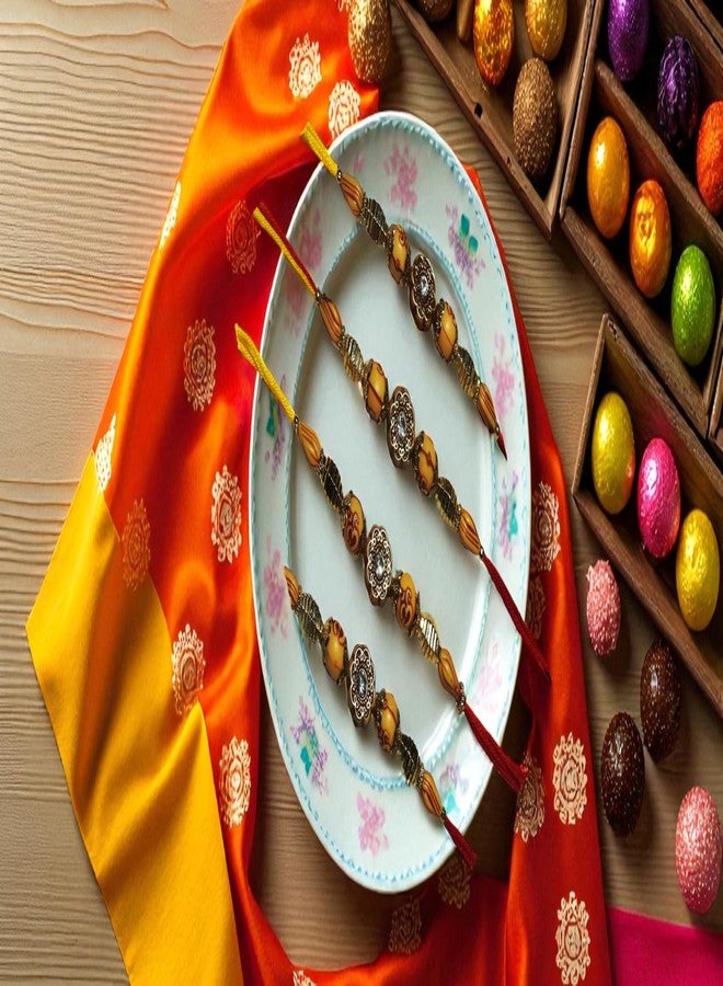 Premium Design Rakhi with Gift Hamper for Brother | Raksha Bandhan Special | Premium Rakhi with Roli Chawal Set of 4 - Image 3