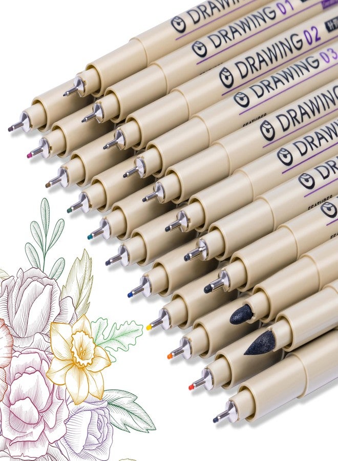 Toptime 21 Pack Fineliner Pens, 10 Size Black Felt Tip Pens 11 Color Pens Set 0.45mm Micro Drawing Markers, Technical Calligraphy Pen Waterproof No Bleed Pen for Bible, Journaling, Illustration - Image 1