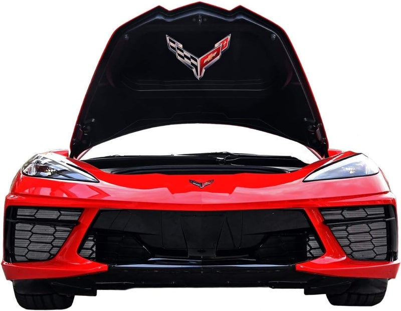 MIDWEST CORVETTE C8 Trunk Crossed Flag Metal Under Lid Frunk Emblem for 2020 and Later Models - Image 1