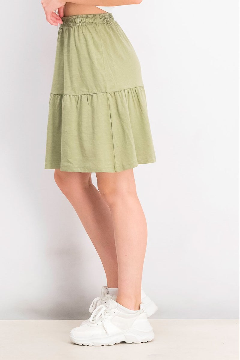 ESPRIT Women Pull,On Plain Mini Skirt, Olive - Image 4