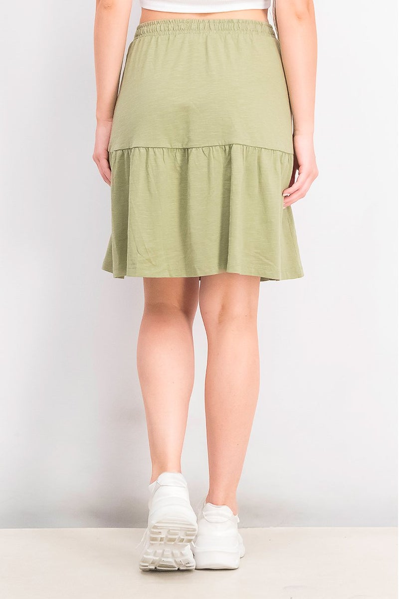 ESPRIT Women Pull,On Plain Mini Skirt, Olive - Image 2