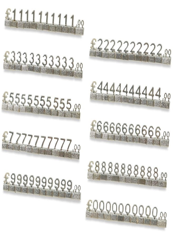 Boxonly 10PCS Digital Price Tag GBP ￡ Price 3D Metal Shelving Adjustable Cube Kit Pricemarker Labels for Jewelry Watch Shop Office Display Silver - Image 1
