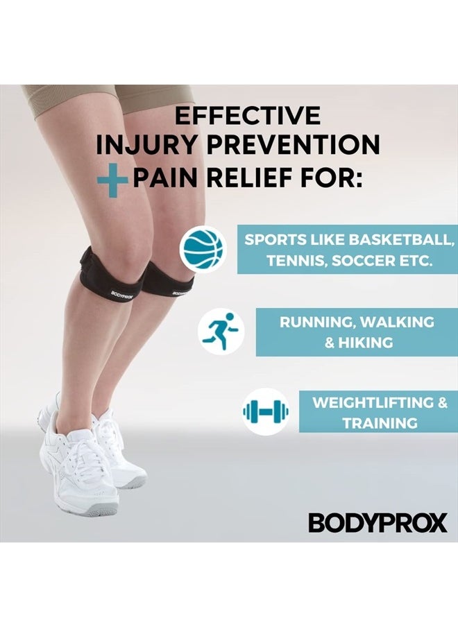 Patella Tendon Knee Strap 2 Pack, Knee Pain Relief Support Brace Hiking, Soccer, Basketball, Running, Jumpers Knee, Tennis, Tendonitis, Volleyball & Squats