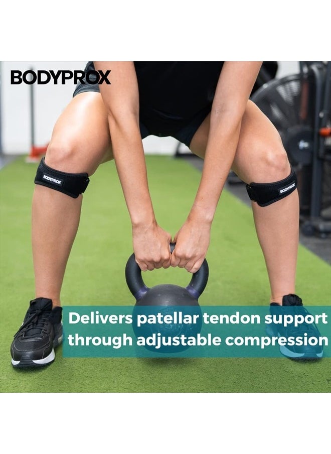 Patella Tendon Knee Strap 2 Pack, Knee Pain Relief Support Brace Hiking, Soccer, Basketball, Running, Jumpers Knee, Tennis, Tendonitis, Volleyball & Squats