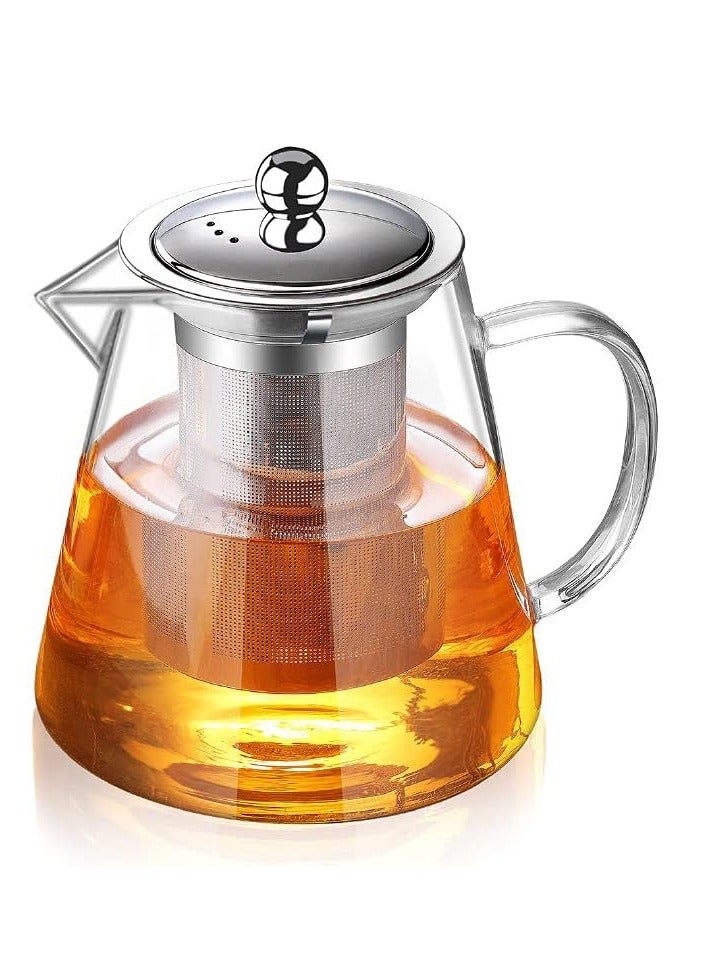 1Chase 950ML Borosilicate Glass Teapot with Infuser, Conical Shape - Image 1