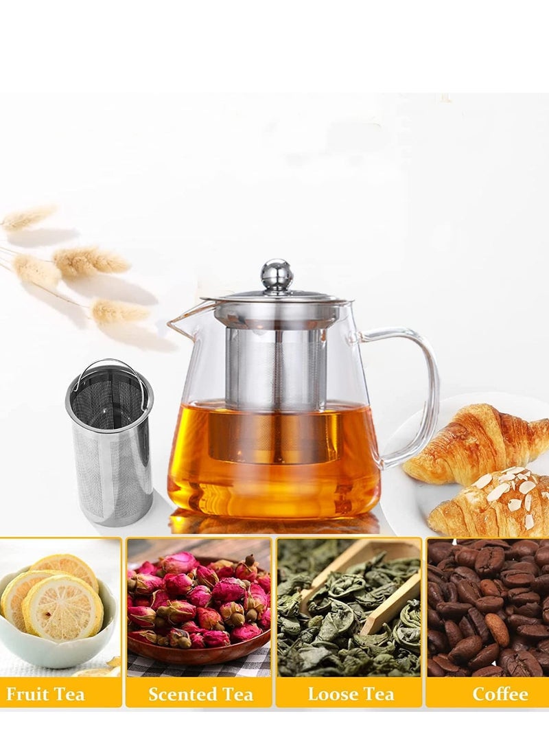 1Chase 950ML Borosilicate Glass Teapot with Infuser, Conical Shape - Image 4