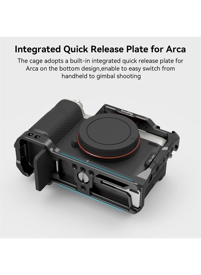 SmallRig Full Cage with Silicone Side Handle for Sony A7C, Comes with Locating Holes for ARRI, Quick Release Plate for Arca and Cold Shoe Mount - 3212B - Image 3
