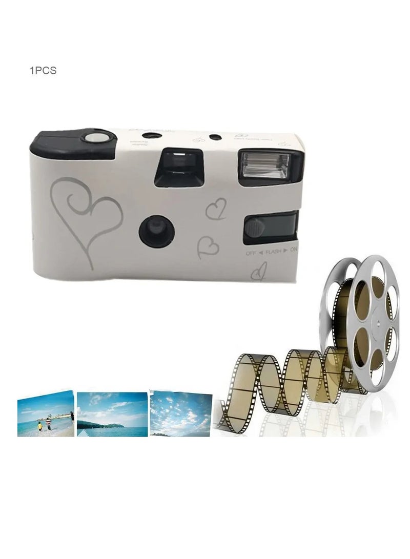 AROAQ Disposable Film Camera, Manual Fool Optical Camera With Flash, Lightweight And Portable One Time Disposable Film Camera For Children, Ideal For Gift, (White Color) - Image 2