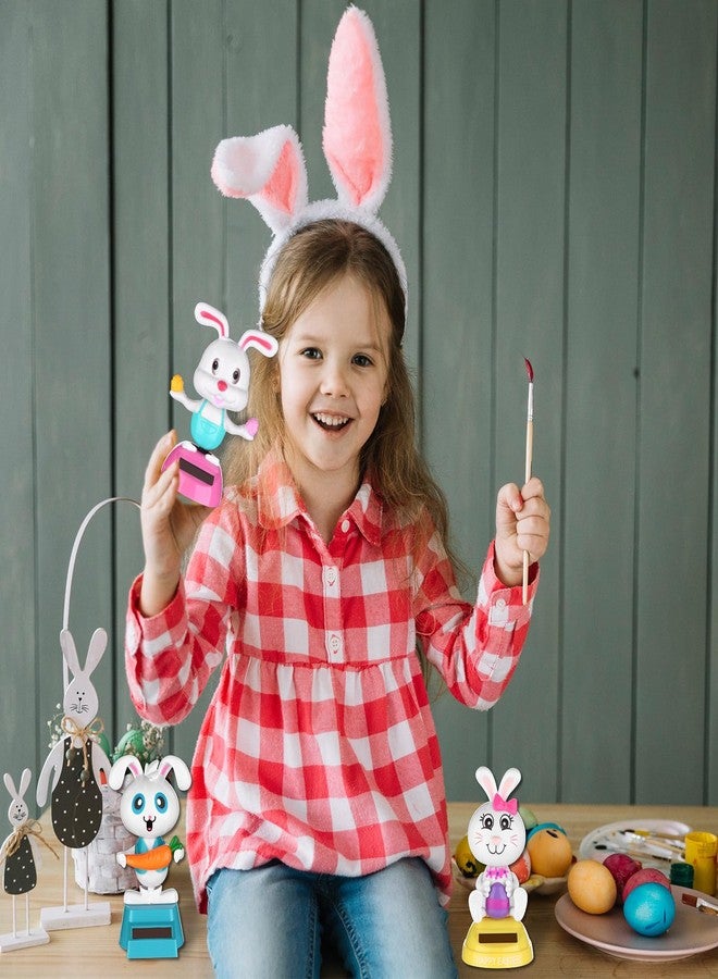Welecom 4 Pack Rabbit Solar Powered Dancing Toys Bunny Car Shaking Head Dancer Doll Cute Bunny Rabbit with Eggs Car Windowsill Decor Toys Sun Catcher Car Dashboard Office Desk Decor - Image 4