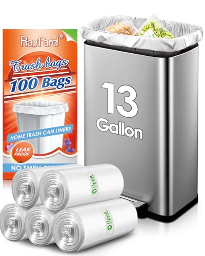 RayPard 13 Gallon 100 Counts fit 1215 Gal Strong Tall Kitchen Trash Bags Garbage Bags by RayPard fit 50 Liter Waste Basket Clear Trash Bags Can Liners for Home Office Bathroom Bedroom - Image 2