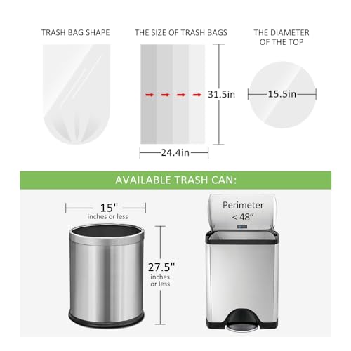 RayPard 13 Gallon 100 Counts fit 1215 Gal Strong Tall Kitchen Trash Bags Garbage Bags by RayPard fit 50 Liter Waste Basket Clear Trash Bags Can Liners for Home Office Bathroom Bedroom - Image 5