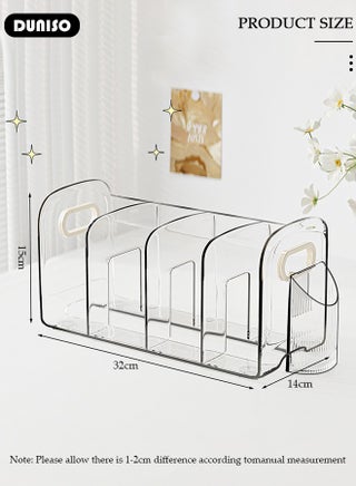 Magazine Holder with Pen Holder, Clear File Organizer with Handle, Desk Accessories Organizers with 4 Compartments, Large Capacity Bookends, Desktop Book Storage for Home, Office, School - view 4