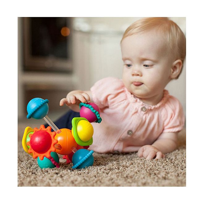 Fat Brain Toys Wimzle Sensory Rattle - Interactive Multicolor Bead Toy for Tactile Skill Development, Ages 12M+, 16.51 x 16.51 x 21.59cm - Image 4