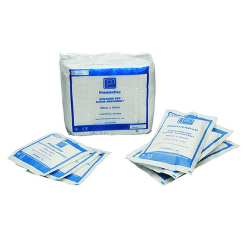 Premier 2002 Pads Wound 10 cm x 12 cm White Sterile Latex Free Pack of 20