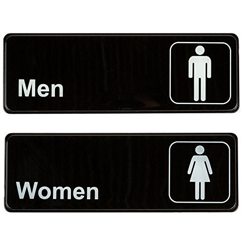 AborenCo Men and Women Restrooms Commercial Signs Set Toilet Door Plates for Business Restaurant, 3" x 9" - Image 1